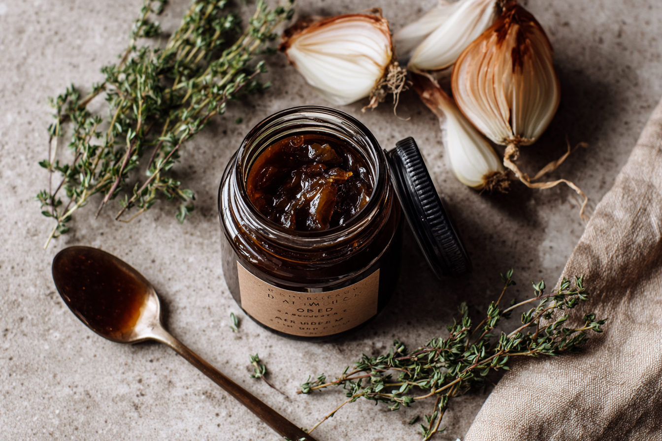 Sweet Onion Marmalade with Thyme & Date Syrup