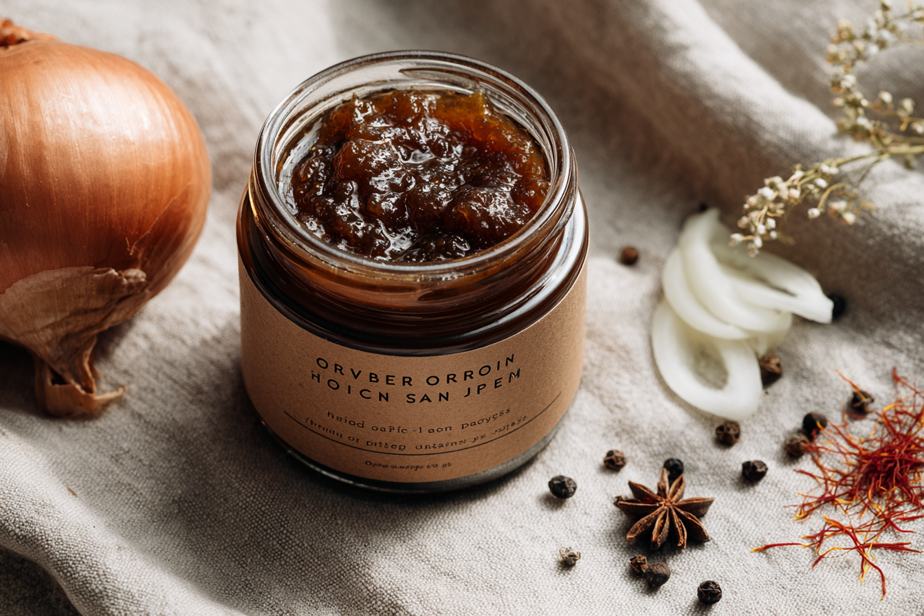 Caramelized Onion Jam with Saffron & Black Pepper